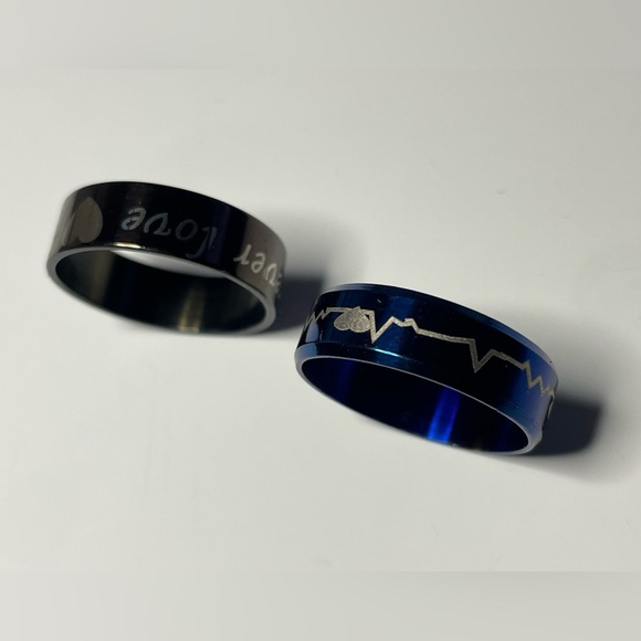 NWT Unisex Rings Men- Women 2PC SET STAINLESS STEEL SIZE 11 - Picture 16 of 16